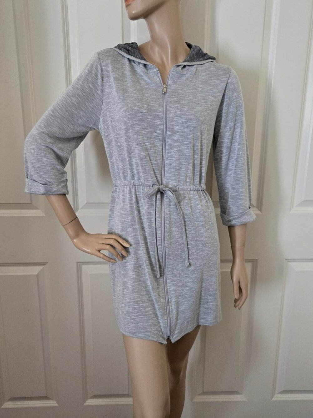 Dotti Swim Cover Up Full Zip Up Hoodie Tunic Dress SZ S